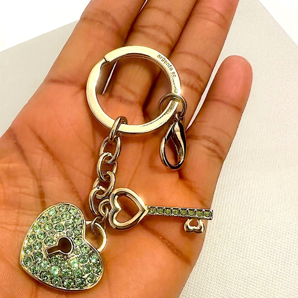 Argento Sc Rhinestone Lock And Keychain - image 1